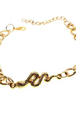 Toptan Altın Renk Unisex Yılan Figurlu Cadena Bileklik - 1536