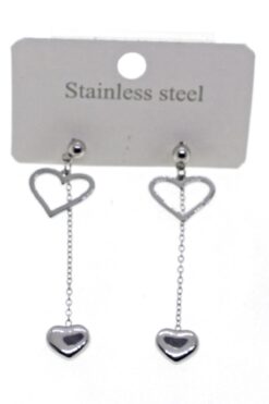 Toptan Gümüş Renk Kalp Sallantılı Kalp Çelik Küpe - 1575 3 34d531e0948b4b6787e8ee1ba9d05a83