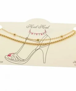 Wholesale Gold Color Ball And Albanian Chain Anklet - 1913