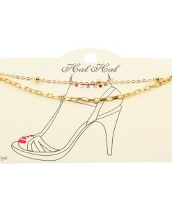Wholesale Gold Color Ball And Cube Chain Anklet - 1907