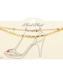 Wholesale Gold Color Ball And Cube Chain Anklet - 1907