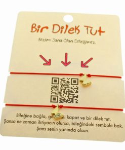 Toptan Altın Renk Kırmızı İp  Kelebek  Arkadaş  Bilekliği - 1876