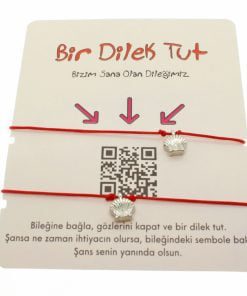 Toptan Gümüş Renk Kırmızı İp İstiridye Arkadaş  Bilekliği - 1858