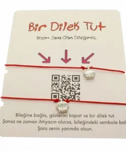 Toptan Gümüş Renk Kırmızı İp İstiridye Arkadaş  Bilekliği - 1858