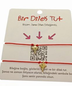 Toptan Altın Renk Kırmızı İp Kuyruklu Kutup Yıldızı Arkadaş  Bilekliği - 1869