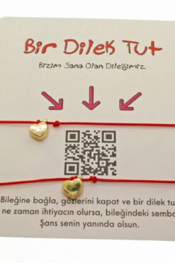 Оптовый золотой цвет красный веревочный браслет в форме сердца дружбы - 1867