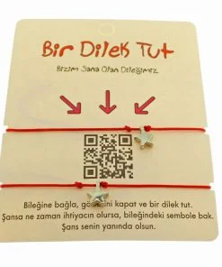 Оптовый серебряный цвет красный веревочный браслет дружбы звезда - 1863