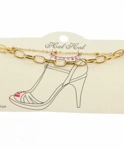 Wholesale Gold Color Ball And Oval Rectangle Chain Anklet - 1910