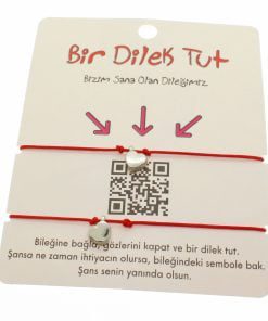 Toptan Gümüş Renk Kırmızı İp Kalp Arkadaş  Bilekliği - 1854