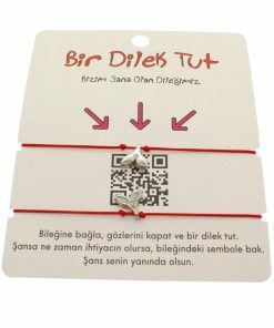 Toptan Gümüş Renk Kırmızı İp Kuyruk  Arkadaş  Bilekliği - 1856