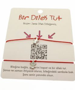 Toptan Gümüş Renk Kırmızı İp Melek Arkadaş  Bilekliği - 1859