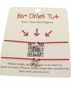 Toptan Gümüş Renk Kırmızı İp Fil Arkadaş  Bilekliği - 1855