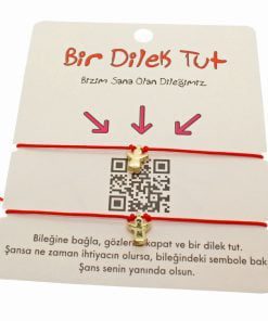 Toptan Altın Renk Kırmızı İp  Melek Arkadaş  Bilekliği - 1871