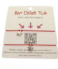 Toptan Gümüş Renk Kırmızı İp Deniz  Yıldız Arkadaş  Bilekliği - 1857