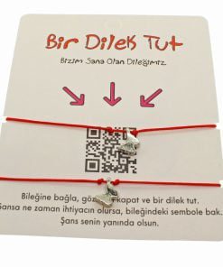 Toptan Gümüş Renk Kırmızı İp Kelebek  Arkadaş  Bilekliği - 1860