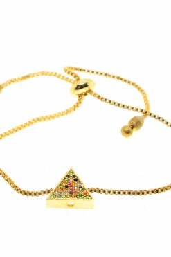 Grossiste Bracelet Triangle Couleur Or Modèle Lift Zircon avec Pierre de Couleur - 2052