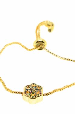 Grossiste Bracelet en Zircon Lift de couleur or modèle nuage avec pierres colorées - 2036