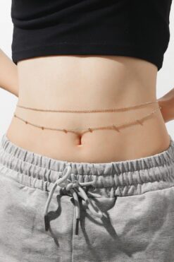 Wholesale Silver Color Sf And Ball Chain Layered Waist Chain - 2108