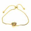 Wholesale Gold Color Color Stone Foot Model Elevator Zircon Bracelet - 2047