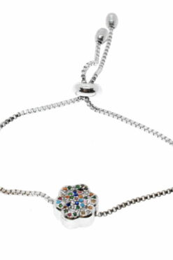 Grossiste Bracelet en Zircon de couleur argentée avec pierres colorées - 2039