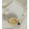 Grossiste Perle Oeil Maléfique Couleur Or Pendentif Fleur de Vie Bracelet - 2167