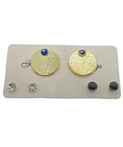 Großhandel Gold Farbe Runde Modell Auge Bösen blick Emaille Kombination Ohrringe-2160