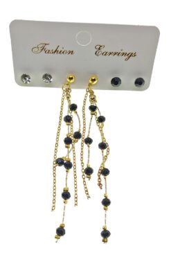 Großhandel Gold Farbe schwarz Bead Cluster stilvolle baumeln handgefertigte Kombination Ohrringe - 2216