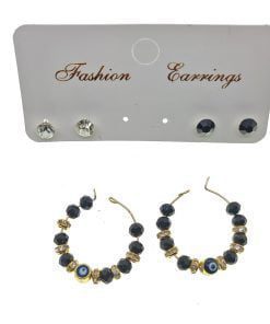 Wholesale Gold Color Black Bead Stylish Dangle Handcrafted Combination Earrings - 2238