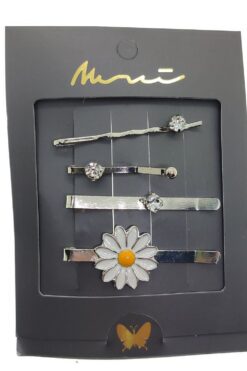 Grossiste Boucle latérale combinée marguerite couleur argent - 2268