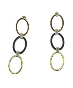 Toptan Altın Renk Oval Şık Sallantılı Küpe - 2208