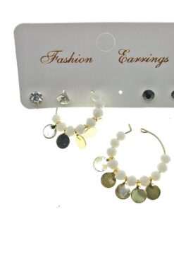 Boucles d'oreilles pendantes élégantes faites à la main avec perles blanches et paillettes rondes couleur or, vente en gros - 2222