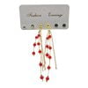 Wholesale Gold Color Red Bead Cluster Stylish Dangle Handcrafted Combination Earrings - 2214