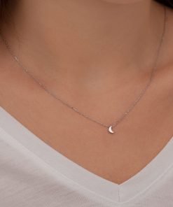 Toptan Gümüş Renk Ay Sf Kolye - 2306