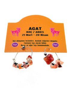 Toptan Doğaltaş Koç Burçu Agat Taşı Burç Küpe - 2336