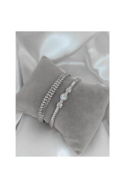 Bracelet combiné plaqué or et anti-ternissement pour femme, couleur argent, vente en gros - 2419