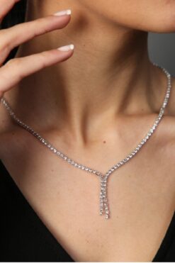 Grossiste Collier robe de soirée Waterway en zircon de couleur argentée - 2418