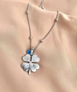 Wholesale Silver Color 4 Leaf Clover Barley Chain - 2402