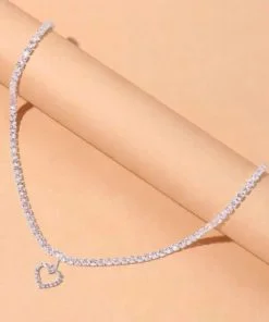 Grossiste Couleur Argent Modèle Coeur Waterway Nouvelle Saison Vip Zircon Robe de Soirée Collier - 2410