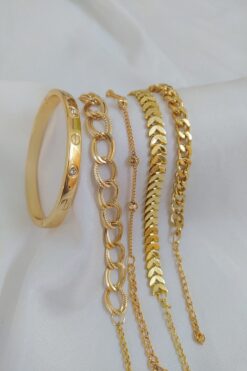 Bracelet combiné tendance plaqué or pour femme, vente en gros - 2397