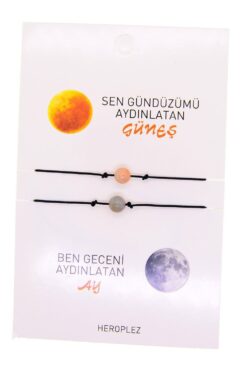 Bracelet porte-bonheur Soleil Lune couleur or en gros - 2696
