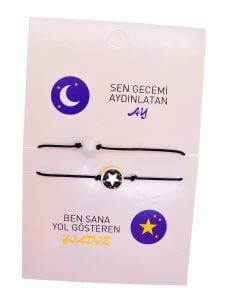 Toptan Altın Renk Ay Yıldız  Arkadaş Şans Bilekliği - 2687
