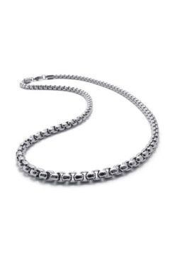 Collier unisexe en acier argenté avec pendentif en forme d'ascenseur albanais pour homme - 2672