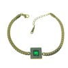 Grossiste Bracelet d'acier à pierres vertes carrées de couleur or - 2626