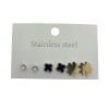 Wholesale Gold Color Single Stone Black Plus Clover Steel Earrings - 2578