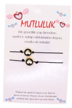 Grossiste Bracelet de bonheur et de chance en forme de coeur couleur or - 2694