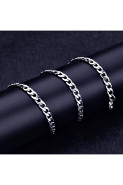 Wholesale Silver Color Cuban Stainless Steel Unisex Mens Chain Necklace 55 Cm. Steel Necklace - 2676