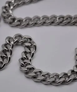 Toptan Gümüş Renk Traşlı Zincir Paslanmaz  Unisex Çelik Kolye 55 Cm. Çelik Kolye - 2677