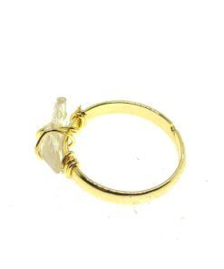 Großhandel Gold Farbe Naturstein Zirkon Ring Einstellbar Passt Alle Finger Gemischt - 2796