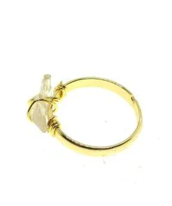 Wholesale Gold Colour Natural Stone Zircon Ring Adjustable Adjustable For Every Finger Mixed - 2796