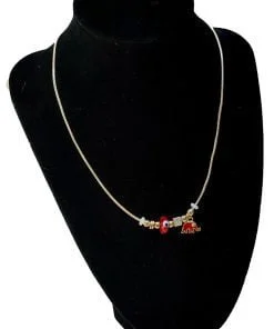 Grossiste Collier Pandora Modèle Zircon Eléphant en émail couleur or rouge - 2760